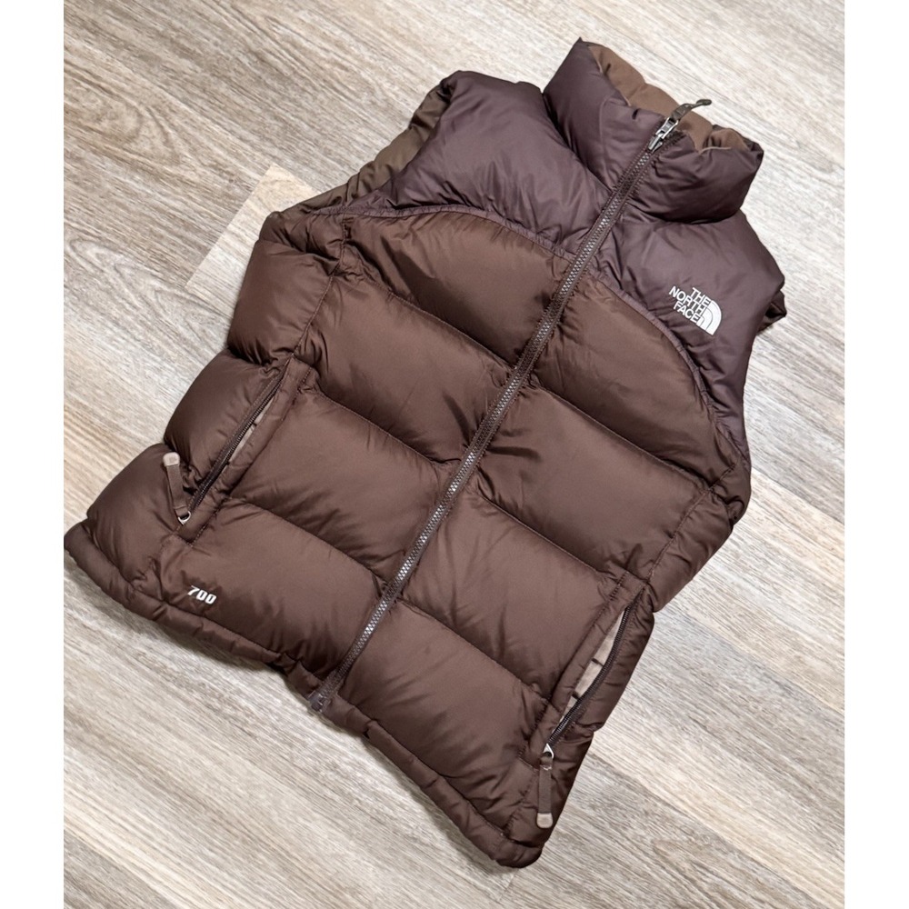 North Face Womens Medium Brown Nuptse Puffer Vest 700 Down Retro 96 Vintage Coat - Picture 2 of 7